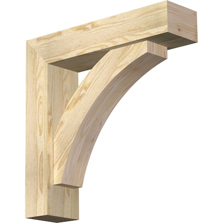 Ekena Millwork Thorton Block Rough Sawn Bracket w/ Offset Brace, Douglas Fir, 6"W x 24"D x 24"H BKT0604X24X24THR05RDF